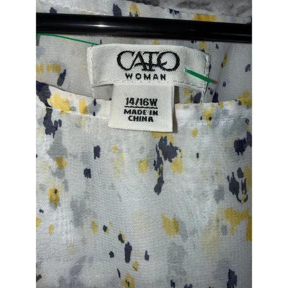 Cato Plus Size 14W White Yellow Gray Ombre Geometric Sleeveless Mid Dress - Picture 6 of 9